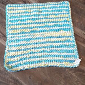 Hand crocheted unisex baby blanket 26" X 30" very soft.